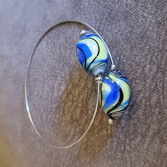 Lampwork Glass Swirl Beaded Cuff Bracelet - Picture 4 of 5